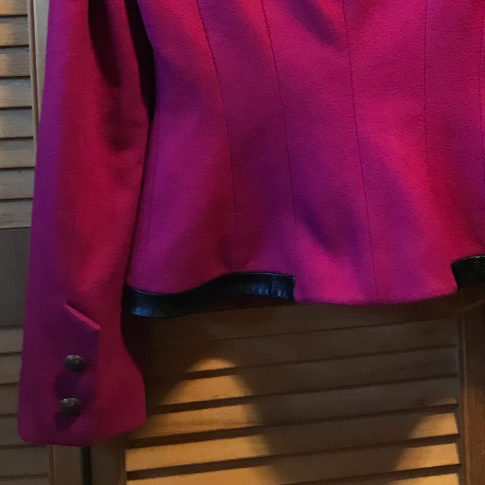 Bebe Raspberry Wool Blazer w/Faux Leather Jacket - Picture 12 of 13